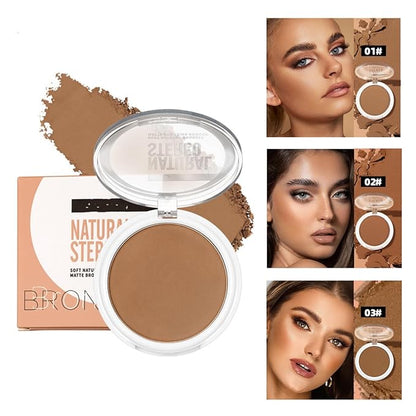 MAEPEOR Matte Bronzer Powder 6 Colors Buildable Natural Contour Bronzer Long Lasting Sweat Proof Face Bronzered Powder (Color 01)