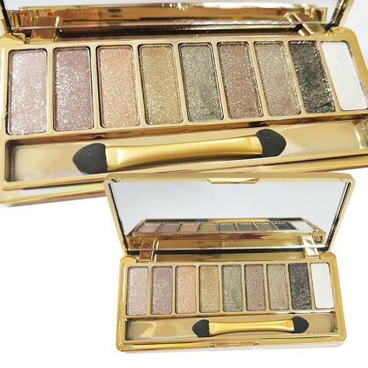 9 Color Shimmer Eyeshadow Eye Shadow Palette & Makeup Brush & Mirror Set-Women Cosmetic Diamond Bright Colorful Makeup Glitter Waterproof Eye Shadow Palette Set Eyeshadow Powder