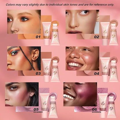 Liquid Blush, Cream Blush for Cheeks, Matte Natural Blush, Lightweight, long-lasting, highly pigmented formula blushes for women. (#04, 25ml)