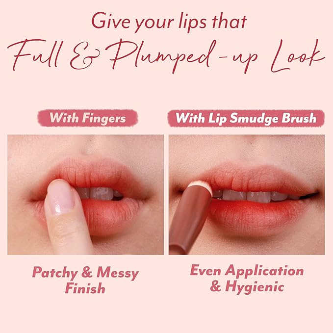 I'M MEME Lip Tint + Lip Brush Set/Best Lip Stain, Vivid Color, Long Lasting, Moisturizing & Hydrating, Light-weight, Matte Finish
