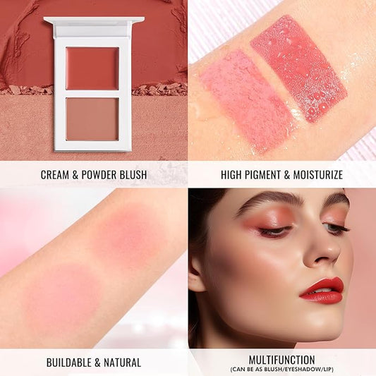 Blush For Cheeks - Cream and Powder in One Blushes Makeup Travel Size, Natural Nude Face Blusher Makeup, High Pigmented Long Lasting Face Blusher for Fair, Mature Skin #1