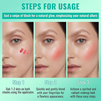 3Pcs Liquid Blush for Cheeks, Soft Moisturizing Matte Finish, Blendable, Long-Wearing Smudge-Proof Natural