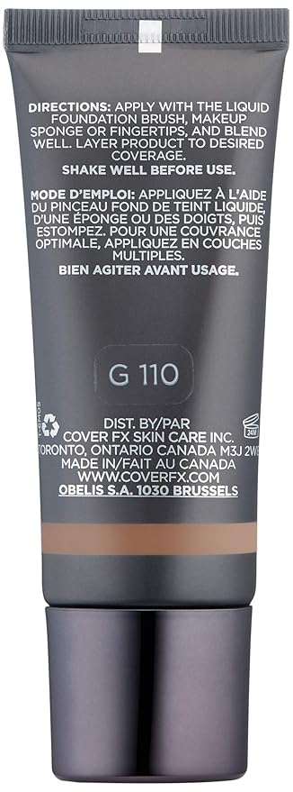 Cover FX Natural Finish Foundation: Water-based Foundation that Delivers 12-hour Coverage and Natural, Second-Skin Finish with Powerful Antioxidant Protection - G110, 1 fl. oz.