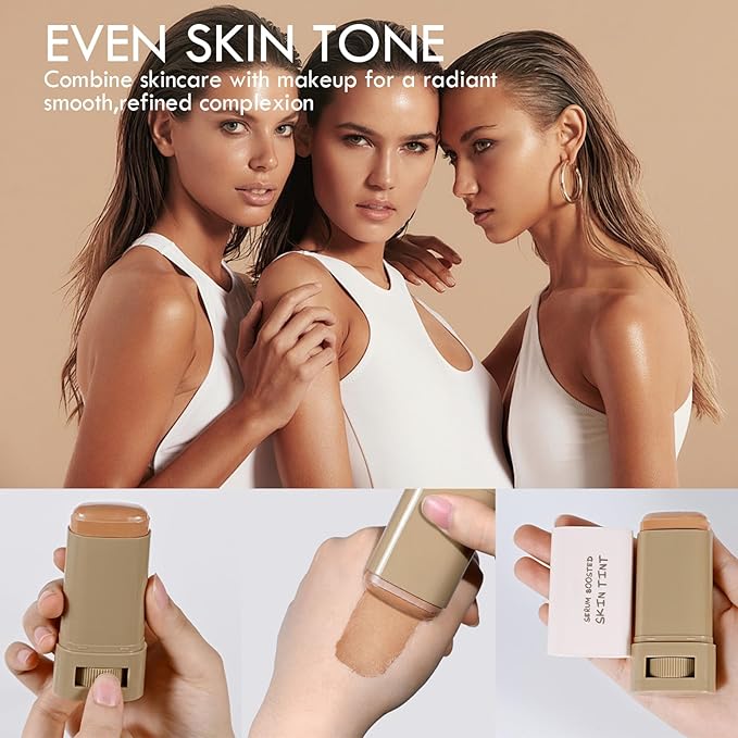 Foundation Stick Beauty Balm Serum Boosted Skin Tint, Solid Tinted Moisturizing Serum Contour Stick Foundation Face for Women,Splendor Boosted Skin Tint Balm
