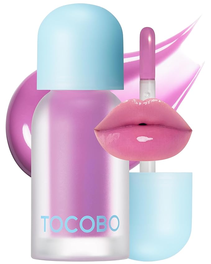 TOCOBO Juicy Berry Plumping Lip Oil 17 Berry Milk – Korean Vegan Hydrating Lip Oil with Plant Oils for High Shine Gloss - Non Sticky Formula for All Skin Tones, 0.12 fl.oz.