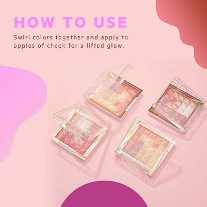 FLOWER BEAUTY Highlighter and Blush Makeup Powder for Face and Cheeks, Pyramid Pressed Pigments Cheek Color and Illuminator (Rose Glow) (Pack of 1)
