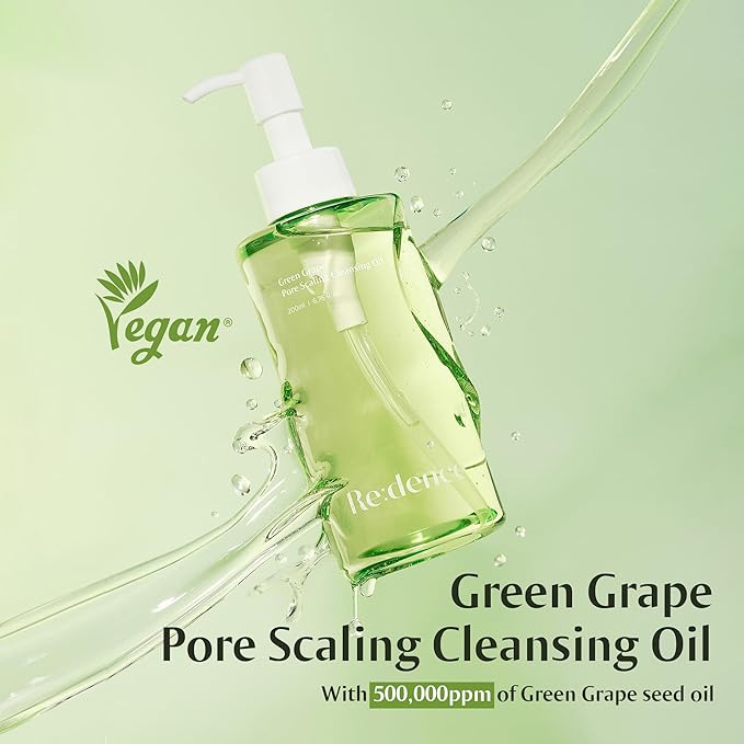 [Redence] 500,000ppm Grape Seed Cleansing Oil 200ml/6.76fl.oz | Korean Deep Pore Cleanser & Makeup Remover | Gentle Exfoliating Oil for All Skin Types