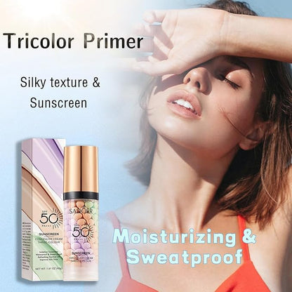 One Step Color Corrector, 3 In 1 Primer for Face Before Makeup, SPF 50 Face Sunscreen Isolation Cream, Moisturizing and Oil Control Daily Makeup Primer for Dark Circles Even Skin Tone