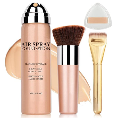 AIUEO Airbrush Foundation Makeup Spray for Mature Skin Lightweight Full Coverage Airbrush Flawless Setting Spray Foundation Makeup-Beige