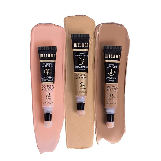 Milani Conceal + Perfect Facelift Collection Kit 1: Honey Contour, Lunar Highlighter, Rose Undereye Brightener
