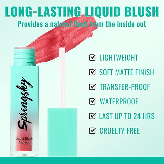 3Pcs Liquid Blush for Cheeks, Soft Moisturizing Matte Finish, Blendable, Long-Wearing Smudge-Proof Natural
