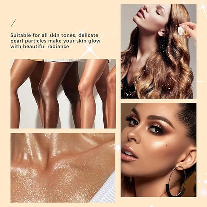 Polvo De Hadas Body Highlighter Powder, Face Brightening Shimmer Body Glitter Contour Patting Powder, Sparkling Blush Highlighter Powder for Face Eyes Body Glow Makeup, B# Golden Brown