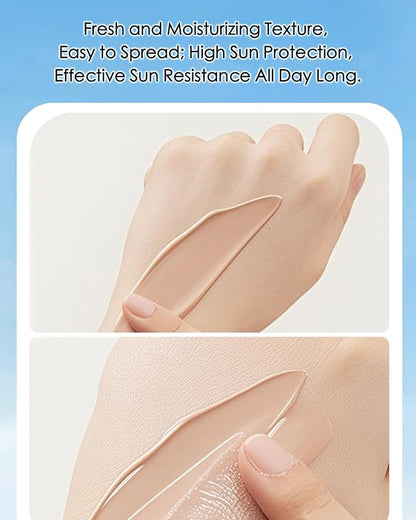 Sunscreen Cushion Foundation with SPF30, Full Coverage Face Cream Foundation Makeup for Mature Skin Moisturizing Breathable Concealer,Lightweight & Buildable BB Cream for All Skin Types, Ivory