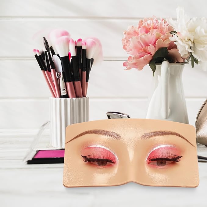 3D Eye Makeup Face Practice Board, Perfect Aid to Makeup Practicing Face Board, Reusable Silicone Face to Practice Makeup Mannequin for Beginners to Practice Eyesmakeup Kit (White)