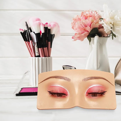 3D Eye Makeup Face Practice Board, Perfect Aid to Makeup Practicing Face Board, Reusable Silicone Face to Practice Makeup Mannequin for Beginners to Practice Eyesmakeup Kit (White)