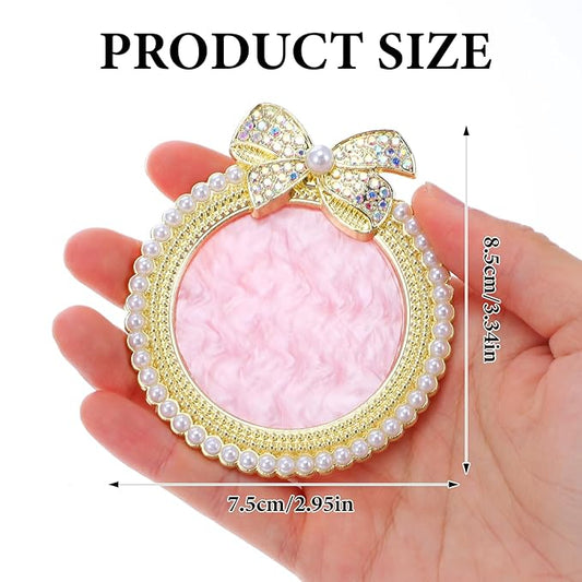 Resin Nail Art Palette, Nail Polish Palette with Rhinestones and Pearls, Glitter Bow Nail Palette, Mixing Palette Makeup Plate Nail Pallet for Nail Art, Gold Nail Art Display Board