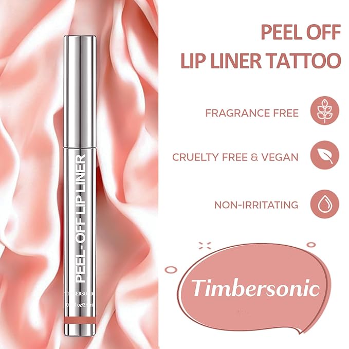 Timbersonic Lip Stain Peel Off, Timbersonic Peel off Lip Liner Stain, 8 Colors Lip Stain Peel off Tint Tattoo Color Waterproof Long-Lasting, No Smudging, Non-Stick Cup (#07)