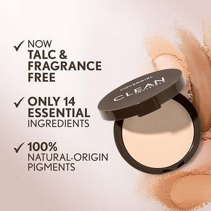 Covergirl Clean Invisible Pressed Powder, Lightweight, Breathable, Vegan Formula, Buff Beige 125, 0.38oz