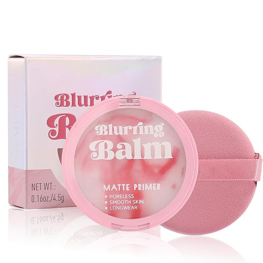Blurring Balm Powder, Setting Translucent Foundation Primers, Oil Control Concealer Pressed Cream Waterproof Sweatproof Making Long Lasting Makeup Primer (#05 Red, 0.16 oz)