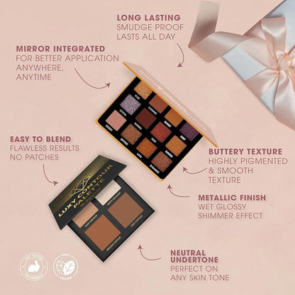 Lamora Bronze Smokey Eyeshadow Palette with Powder Contour Palette