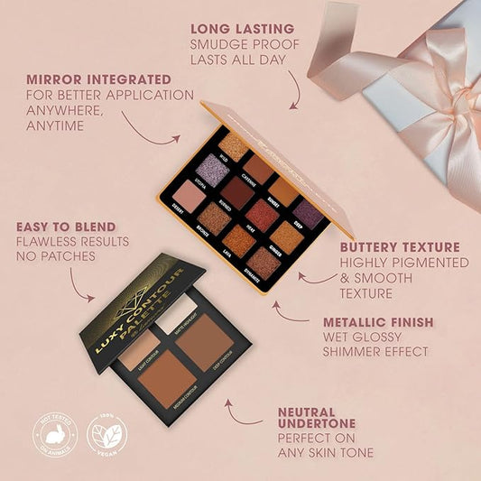 Lamora Bronze Smokey Eyeshadow Palette with Powder Contour Palette