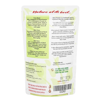 Jaunty Qasil Powder 50 grams - Authentic African | Plant Based Mask | Deep Cleansing | Beauty Secret | Ethically Sourced from Somalia All Skin Types