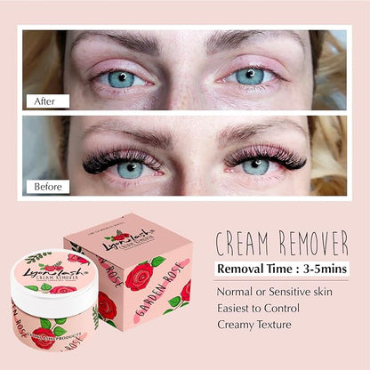 LyonLash Pro Gentle Cream Remover 15g 0.51fl. oz | Removes Eyelash Extension Glue Effectively| Low Irritation for Sensitive Skin | Essential Lash Extensions Supplies (Garden Rose)