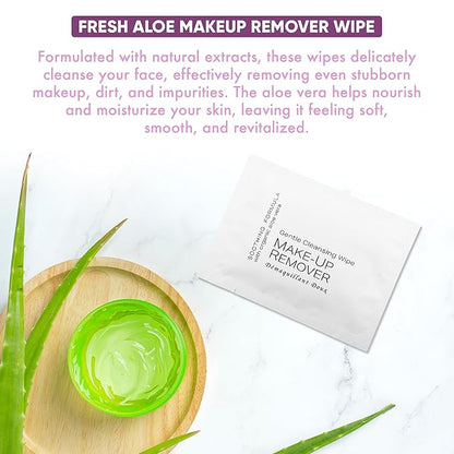 Fresh Aloe Makeup Remover Wipe for Hotel| Essential for Hotel, Airbnb, VRBO, Vacation Rental - Case of 500