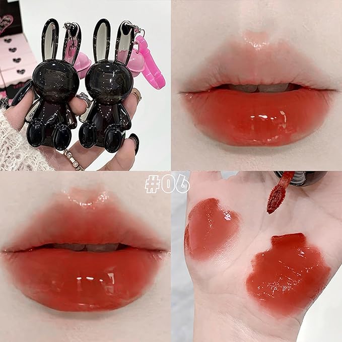 3Pcs Bunny Hydrating Lip Gloss Set, Jelly Liquid Lipsticks Shiny Cute Lip Gloss Oil Lip Plumping Moisturizing Glass Finish Lip Gloss for Women