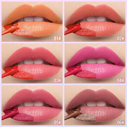 Erinde 2 Colors Peel Off Matte Lip Tint Stain, Magic Tattoo Lip Gloss, Waterproof Tinted Lip Stain, Non-Stick Cup, Long Lasting Natural Nude Matte Lip Makeup, Set A