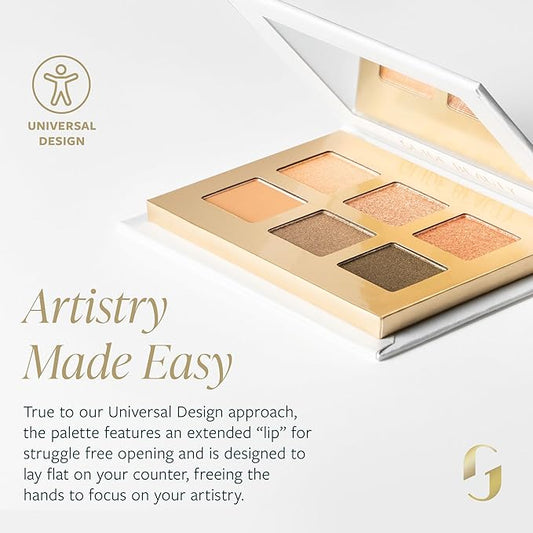 Guide Beauty Shadow Palette, Shimmer Eyeshadow Palette Featuring Hues Ranging from Radiant Golden Champagne & Copper Rose to Dusky Greens, Universal, Ergonomic Design, 6 Shades, 1 pc