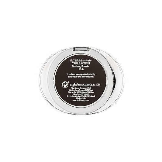 No7 Lift & Luminate Triple Action Powder - Rich - Pressed Makeup Setting Powder for Face - Compact Setting Powder Reduces the Appearance of Fine Lines & Enhances Glow (10g)
