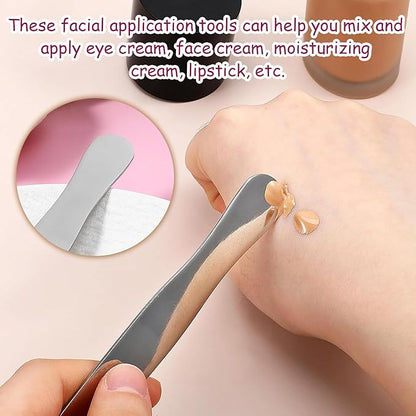 4pcs mini metal facial mask cream spoon mini stirring spatula arc spoon eye cream stick beauty kit facial care, used for mixing sampling lotion moisturizing accessories, reusable skin care spoon