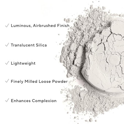 Mirabella Perfecting Loose Powder, HD Matte Finish Translucent Setting Powder with Light-Diffusing Silica, Antioxidant-Infused Face Powder with Peptides, Offers Age-Defying Benefits with Oil Control