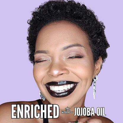 Mynena Black Glitter Lip Gloss Non-Sticky Filled with Iridescent Sparkles | Lightweight Shimmer Lip Topper – Paraben-Free | Demi-Sheer Lipgloss from Cosplay to Everyday Glam | Ebony