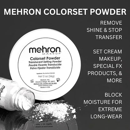Mehron Makeup Colorset Powder | Translucent Setting Powder | Special Effects, Halloween, & Film 0.5 oz (14 g)