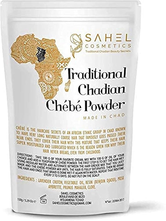 Uhuru Naturals Sahel Cosmetics Chebe Powder - Contains All-Natural Ingredients Promotes Strong and Healthy Hair Growth Helps Prevent Breakage Formulated for Dry Kinky Hair