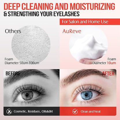 Lash Shampoo for Lash Extensions 60 Ml/2fl.oz Eyelash Extension Cleanser Oil Free Lash Cleanser for Eyelash Care, Gentle Foaming Eyelash Shampoo with Brush for Salon Home Care (Peach 60ml)