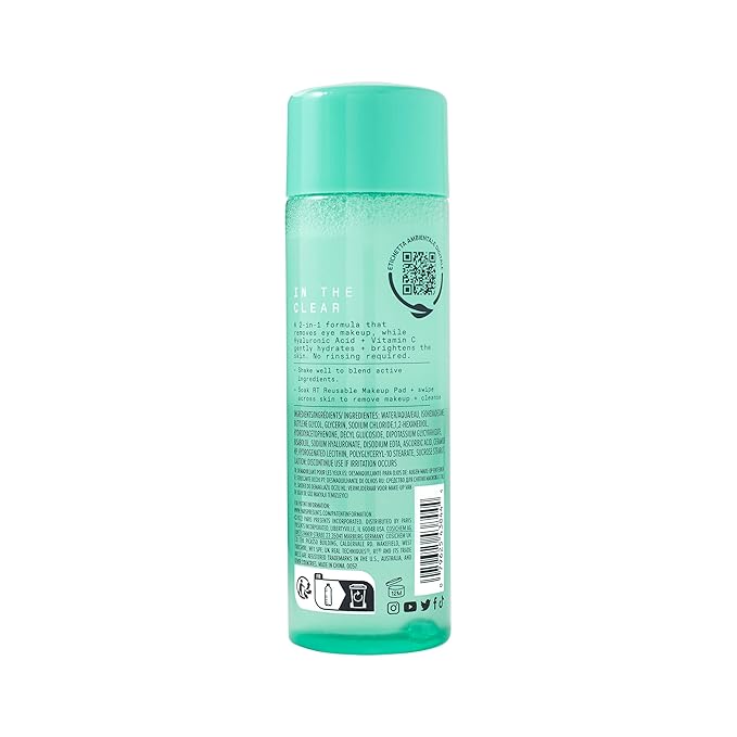 Real Techniques Real Clean In-The-Clear Eye Makeup Remover, Gentle Liquid Makeup Remover, Skin Repair Ingredients, Hyaluronic Acid & Vitamin C, Vegan & Cruelty-Free, 4 fl.oz./110 mL Bottle