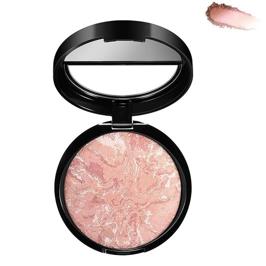 Marble Baked Makeup Setting Powder, Luminous Finish Waterproof Sweatproof Conceal Foundation, 24 H No-Transfer No Smudge Oil-Control Pressed Powder Makeup Base (#02 FAIR, 0.53 OZ)