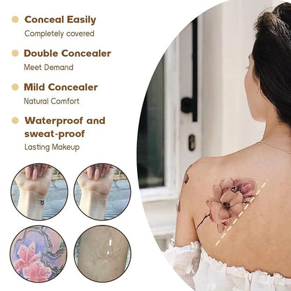 Tattoo Cover Up,Waterproof Invisible Concealer Body Leg Bruise Stretch Scar Dark Spots Vitiligo Skin Makeup Waterproof,Professional Long Lasting Tattoo Cover Up Suitable for Men and Women,2 Pcs Color