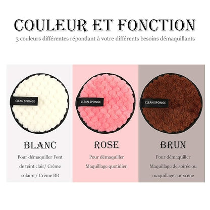 Vtrem 15 Colors Contour Palette Kit & 3 Colors Makeup Remover Pads, White/Pink/Brown
