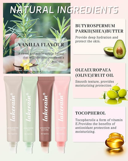 Hydrating Tint Summer Lip Butter Balm-3 Color Vanilla Clear Sheer Beige Brown Pink Sugar Glossy Lip Gloss,Moisturizing Non-Sticky Jelly Lip Moisturizer,Glow Reviver Lip Care Oil,Gift for Women-Set D
