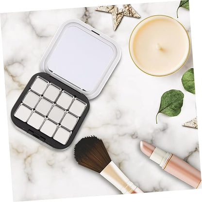 FRCOLOR 2Pcs Empty Magnetic Eyeshadow Makeup Palette DIY Blush Lipstick Contouring Powder Tray with 12 Grids Travel Size Cosmetic Pans Eyeshadow Makeup Containers for Women