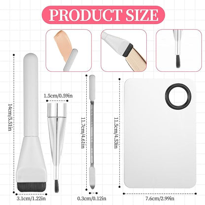 Ouligay 3 Pcs Make Up Spatula Tool Including Makeup Mixing Palette,Makeup Palette Tray,Foundation Spatula,Accessories Set for Women Girl Korean Make up Tool