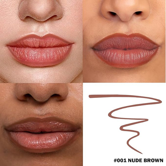 Peel Off Lip Liner Stain, Infused with Nourishing Ingredients & Vitamin E, Quick Set Lip Stain Peel Off Long Lasting For All Skin Types,#001 Nude Brown