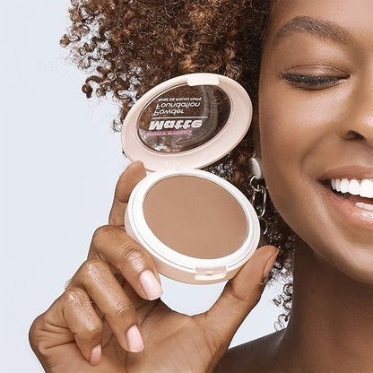 Ruby Kisses Face Powder Foundation, Pressed Compact Makeup Setting Powder, Full Coverage Matte Lightweight, Long-Lasting, Perfect Finishing Powder, Portable, Convenient, Sponge & Mirror (Rich Beige)