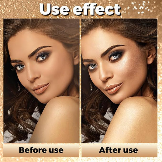 Body Shimmer Powder, 2PCS Glitter Highlighter Powder for Face, Liquid Highlighter Blush Body Glow Shimmer Powder Fairy Brightening Makeup Stick for Eyes, Hair (2, Pink/Champagne Gold, 32 g)