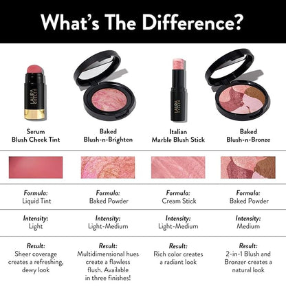 LAURA GELLER NEW YORK Baked Blush-n-Bronze Marbleized 2-in-1 Sculpting Bronzer Blush - Earthy Bronze - Contour Face with a Radiant Flush