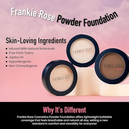 Frankie Rose Cosmetics Powder Foundation – Full Coverage Face Powder For Pores & Imperfections, Evens Out Skin Tone & Shine-Control | 58 Grams (Vintage)